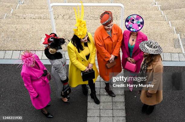 Gloucestershire , United Kingdom - 15 March 2023; Racegoers prior to racing on day two of the Cheltenham Racing Festival at Prestbury Park in...