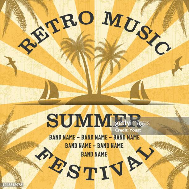 retro-musik sommer festival poster im retro-design-stil - pop festival stock-grafiken, -clipart, -cartoons und -symbole