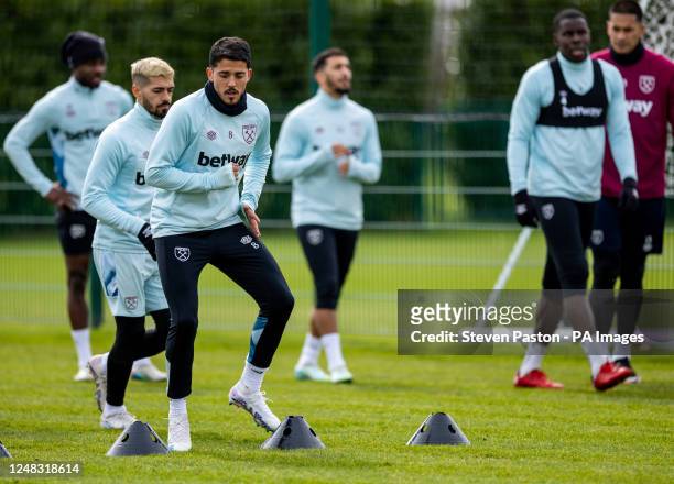West Ham United's Pablo Fornals during a training session at the Rush Green Training Ground, Romford. Picture date: Wednesday March 15, 2023.