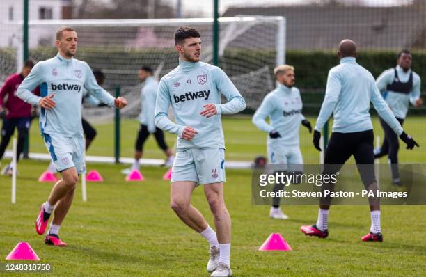West Ham United's Declan Rice during a training session at the Rush Green Training Ground, Romford. Picture date: Wednesday March 15, 2023.