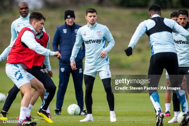 West Ham United's Aaron Cresswell during a training session at the Rush Green Training Ground, Romford. Picture date: Wednesday March 15, 2023.