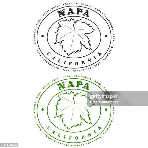 stockillustraties, clipart, cartoons en iconen met napa california reispostzegels - napa californië