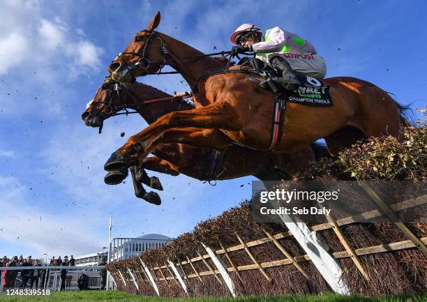 Gloucestershire , United Kingdom - 14 March 2023; Vauban, with Danny Mullins up, during the Unibet Champion Hurdle Challenge Trophy during day one of...