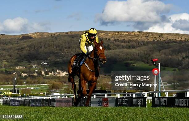 Cheltenham , United Kingdom - 14 March 2023; State Man, with Paul Townend up, during day one of the Cheltenham Racing Festival at Prestbury Park in...