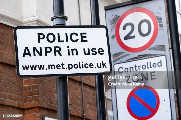 Example Anpr Signage Police ANPR in use sign on 6th March 2023 in London, United Kingdom ...