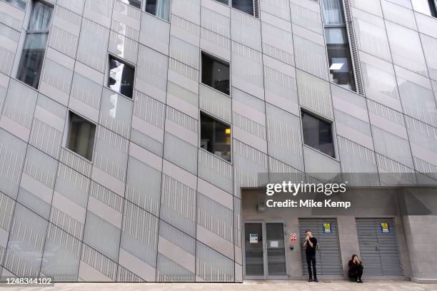 Architectural optical illusion building with peculiar angles M By Montcalm London Shoreditch Tech City hotel near Old Street on 6th March 2023 in...