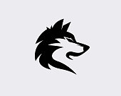 Elegant black head wolf art logo design inspiration