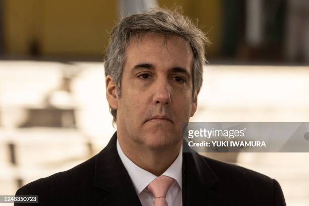 Former Trump Attorney Michael Cohen leaves the district attorney's office after completing his testimony before a grand jury on March 15, 2023 in New...