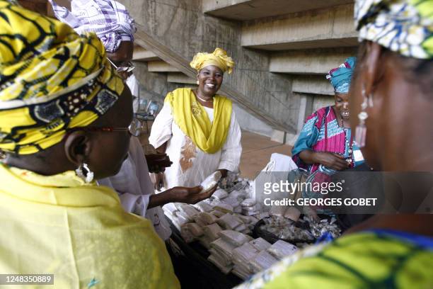Barry Aminata Toure , president of the African development coalition visits the Sissako's "Babemba Traore" stadium, 05 June 2007 in Sikasso, during...