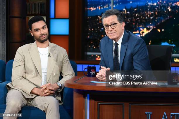 The Late Show with Stephen Colbert and guest Regé-Jean Page during Tuesdays March 14, 2023 show.