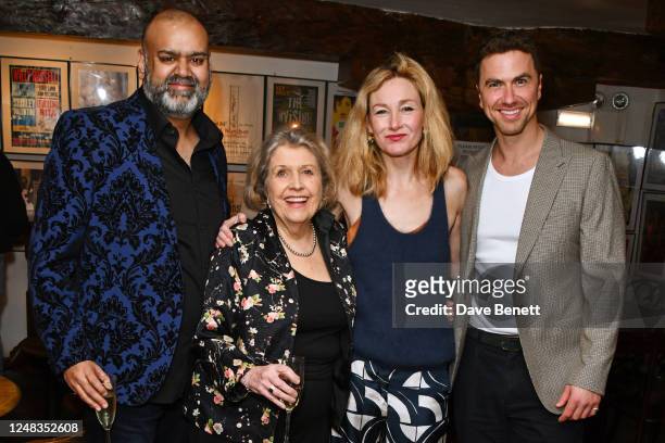 Cast members Tony Jayawardena, Anne Reid, Nancy Carroll and Richard Fleeshman attend the press night after party for "Marjorie Prime" at Menier...