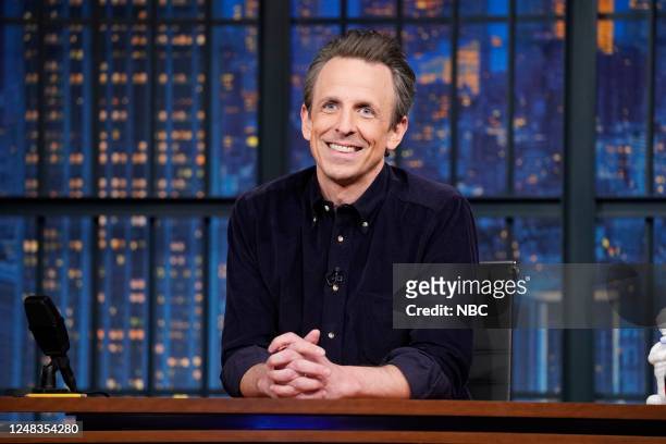 Episode 1407 -- Pictured: Host Seth Meyers during the monologue on March 15, 2023 --