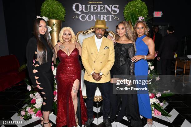 Queens Court Activation" -- Pictured: Evelyn Lozada, Nivea Nash, Will Packer, Tamar Braxton, Holly Robinson Peete at the Knife Modern Mediterranean...