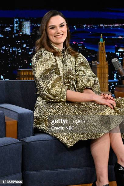 Episode 1815 -- Pictured: Actress Keira Knightley during an interview on Wednesday, March 15, 2023 --
