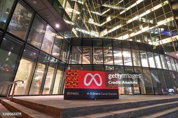 View of META EMEA HQ offices on Grand Canal Square in Dublin Docklands, Ireland on February 15, 2023. A few days ago, Google's parent company,...