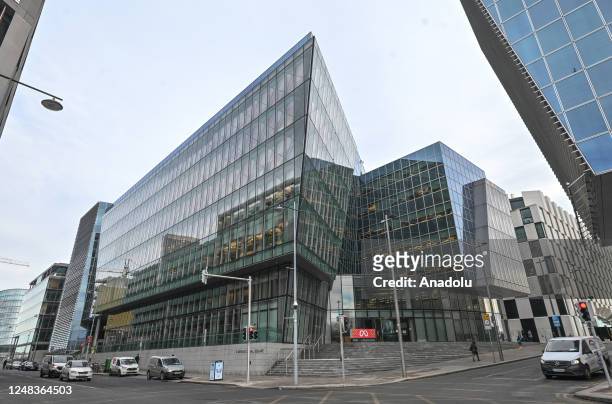 View of META EMEA HQ offices on Grand Canal Square in Dublin Docklands, Ireland on February 15, 2023. A few days ago, Google's parent company,...