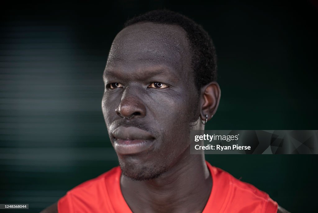 Ali Rir Sydney Swans AFL player Aliir Aliir poses during a portrait session ...