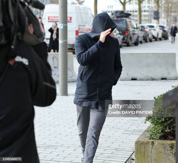 One of the accused arrives for a session of the case before the Antwerp appeal court, a remark of the judge during the trial in Hasselt, against 18...