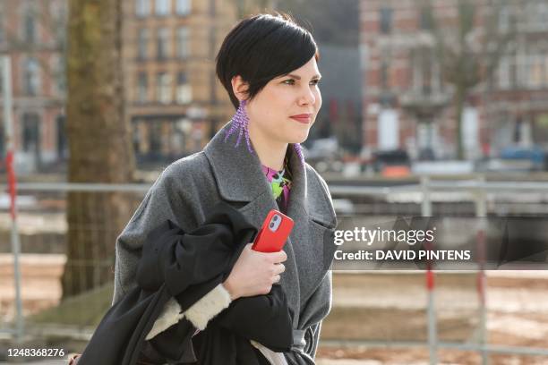 Lawyer Davina Simons arrives for a session of the case before the Antwerp appeal court, a remark of the judge during the trial in Hasselt, against 18...