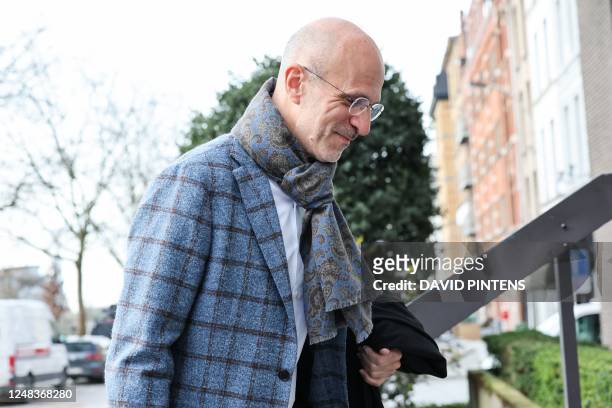 Lawyer John Maes arrives for a session of the case before the Antwerp appeal court, a remark of the judge during the trial in Hasselt, against 18...