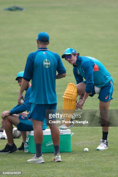 Sean Abbott of Australia seen during an Australian ODI squad training session at Wankhede Stadium on March 16, 2023 in Mumbai, India.