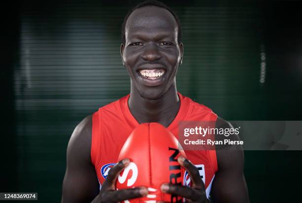 Sydney Swans AFL player Aliir Aliir poses during a portrait session at Lakeside Oval on June 09, 2020 in Sydney, Australia.