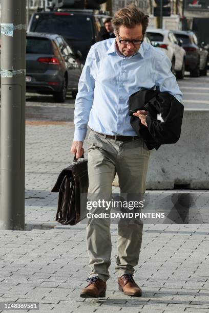 Lawyer arrives for a session of the case before the Antwerp appeal court, a remark of the judge during the trial in Hasselt, against 18 members of...