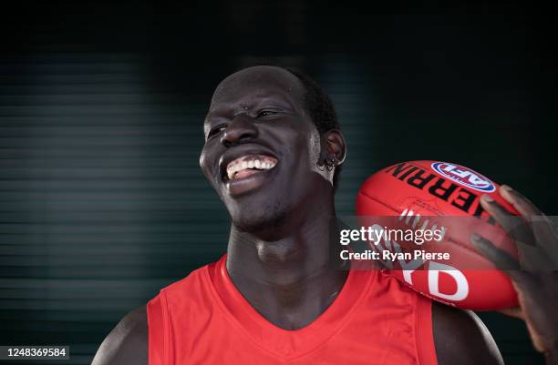 Sydney Swans AFL player Aliir Aliir poses during a portrait session at Lakeside Oval on June 09, 2020 in Sydney, Australia.