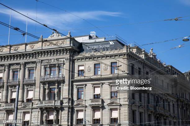 The Credit Suisse Group AG headquarters in Zurich, Switzerland, on Thursday, March 16, 2023. Credit Suisse tapped the Swiss National Bank for as much...