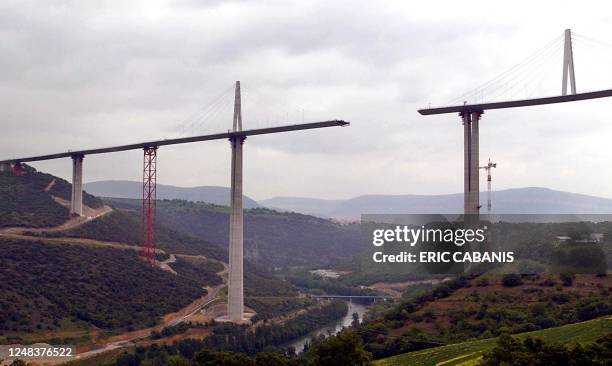 General view shows 27 May 2004 the Millau bridge, expected to be the highest in the world, when it it is completed in two weeks. The bridge, which...