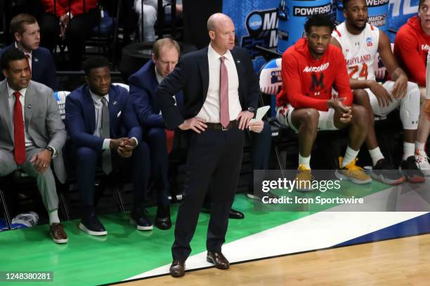 Maryland Terrapins head coach Kevin Willard during the 2023 NCAA Division I Men's Basketball Championship first round game between the Maryland...