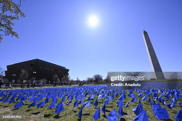 Advocacy organization Fight Colorectal Cancer installed blue flags on Washington Monument grounds to raise awareness about colon cancer on March 16,...