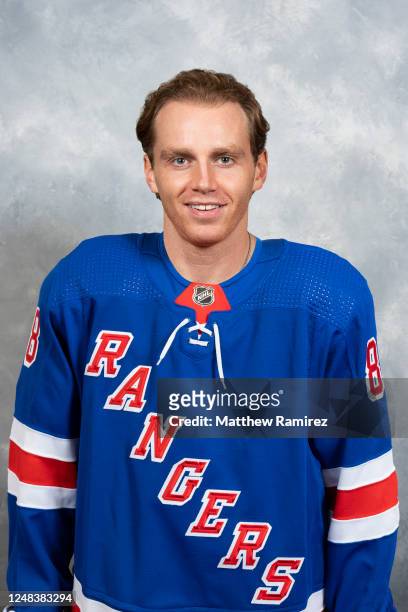 Patrick Kane of the New York Rangers poses for his official headshot for the 2022-2023 season on March 7, 2023 in Tarrytown, New York.