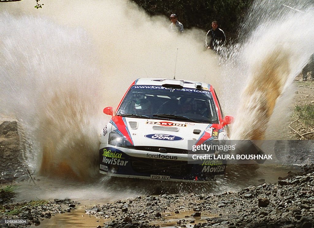 2001 Rally Cyprus British Colin Mcrae and co-driver Nick Grist drive their Ford Focus ...