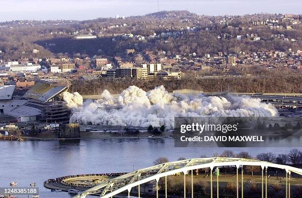 Three Rivers Stadium in Pittsburgh, Pennsylvania is demolished by ...
