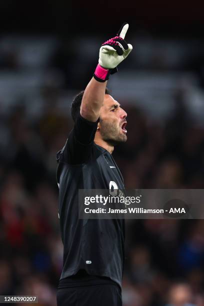 Antonio Adan of Sporting CP during the UEFA Europa League round of 16 leg two match between Arsenal FC and Sporting CP at Emirates Stadium on March...