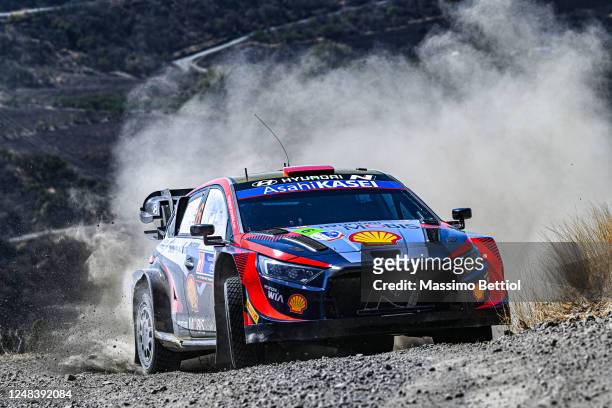 Daniel Sordo of Spain and Candido Carrera of Spain compete in their Hyundai Shell Mobis WRT Hyundai i20 N Rally1 Hybrid during Day One of the FIA...