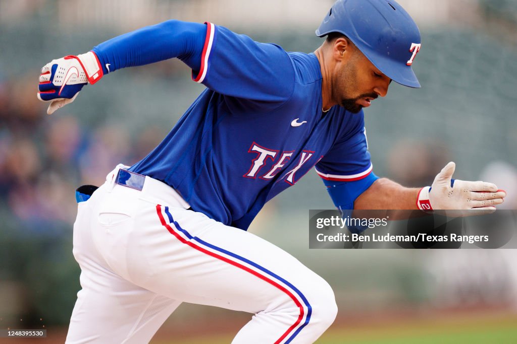 Texas Spring Training Marcus Semien of the Texas Rangers runs during a spring training game ...