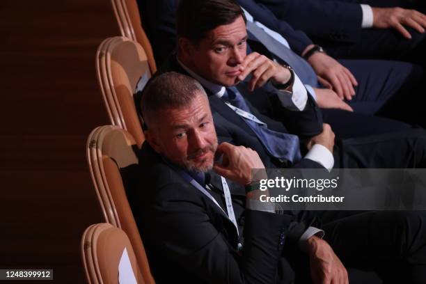 Russian billionaires and businessmen Andrei Melnichenko and Alexei Mordashov attend the congress of Russian Union of Industrialists and Entrepreneurs...
