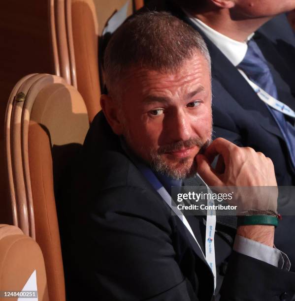 Russian billionaire Andrei Melnichenko attends the congress of Russian Union of Industrialists and Entrepreneurs on March 16, 2023 in Moscow, Russia....