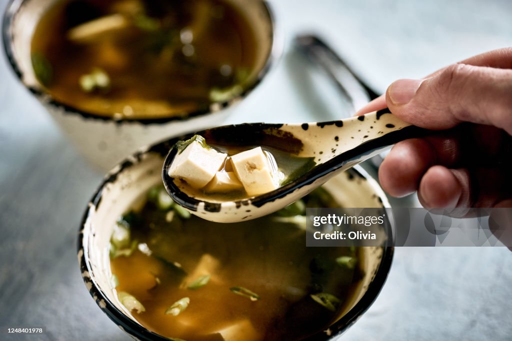 Japanese miso soup in a bowl