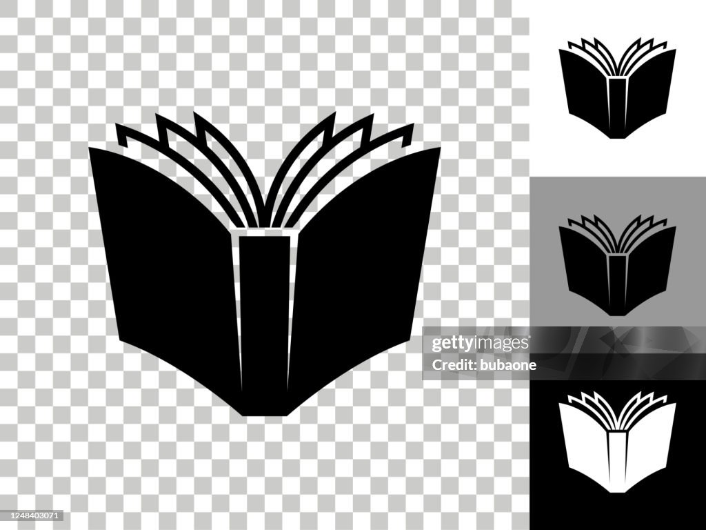 Open Book Icon on Checkerboard Transparent Background