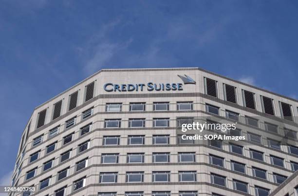 General view of Credit Suisse UK headquarters in Canary Wharf, the capital's financial district.