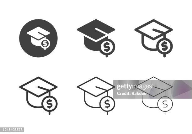 accountant degree icons - multi series - graduation gown vector stock illustrations