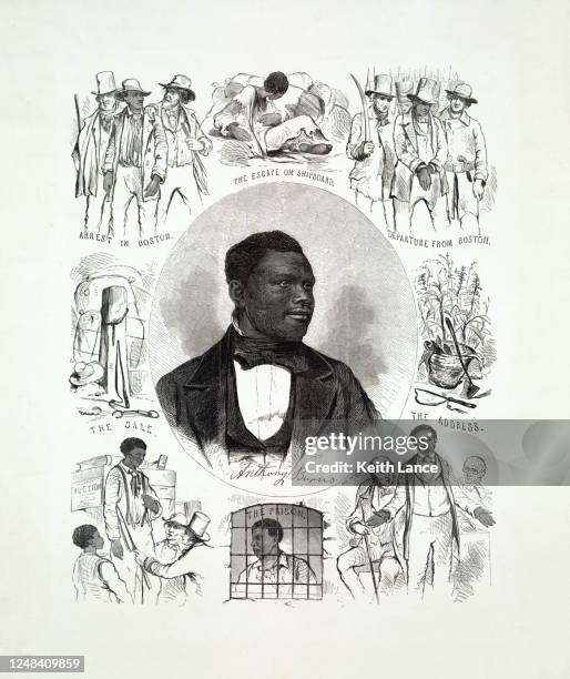 illustrations, cliparts, dessins animés et icônes de la vie et le portrait de l’esclave fugitif anthony burns - racisme