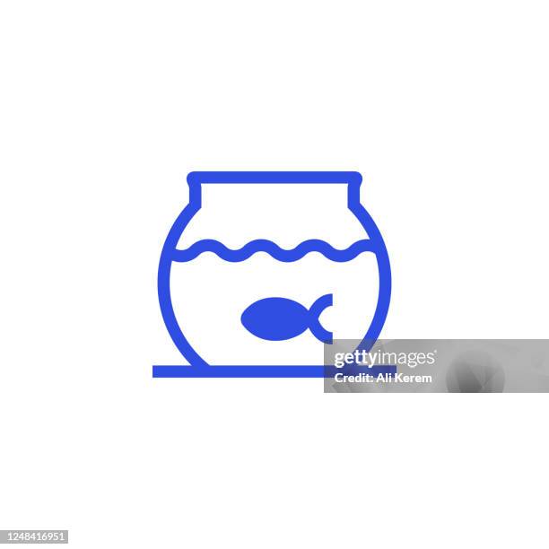 aquarium icon - goldfish bowl stock illustrations