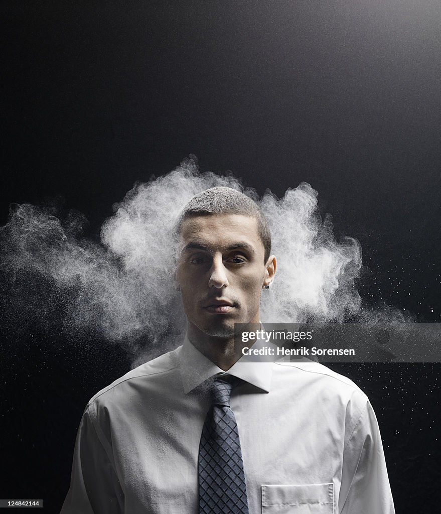 Hit Powder Young Businessman Being Hit By White Powder High-Res Stock Photo ...