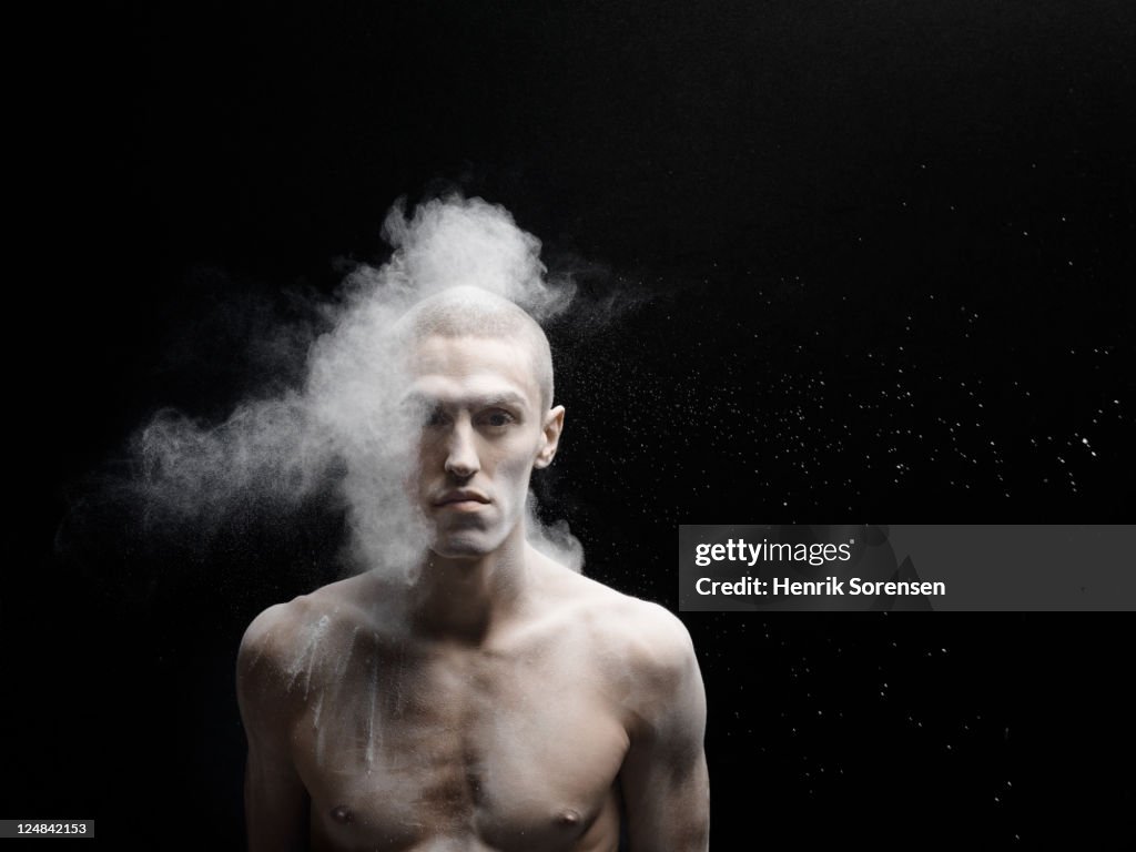 Hit Powder Young Man Hit By Cloud Of White Powder High-Res Stock Photo - Getty Images