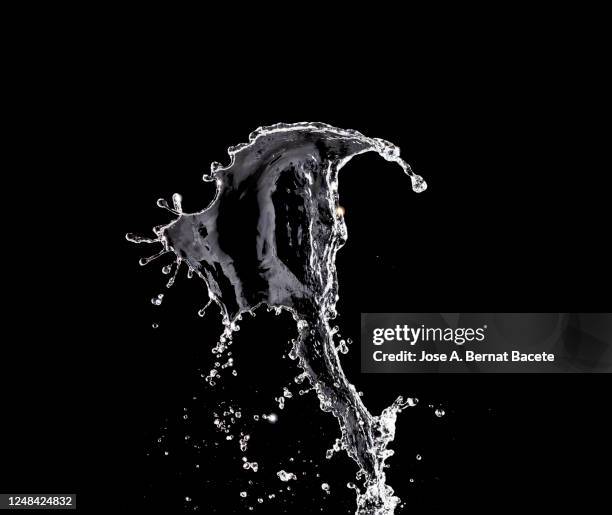 figures and abstract forms of water on a black background. - acqua splash foto e immagini stock