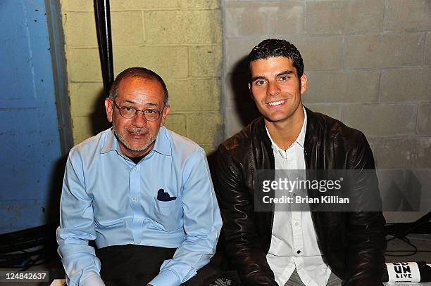 Producer Joe Campo and filmmaker Jeffrey Azize attend the Edun Spring 2012 fashion show during Mercedes-Benz Fashion Week at 330 West Street on...